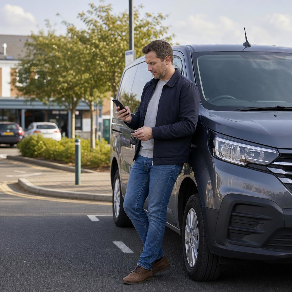 Hire vehicle on a local road through Bursledon